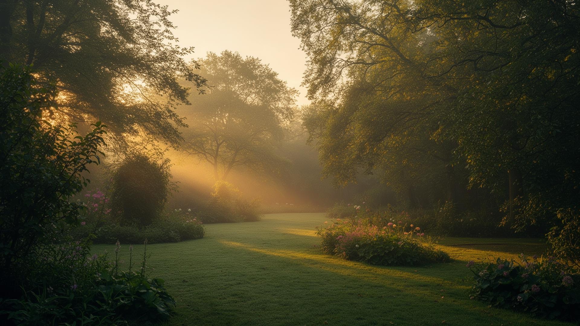 Jardin paisible au crépuscule